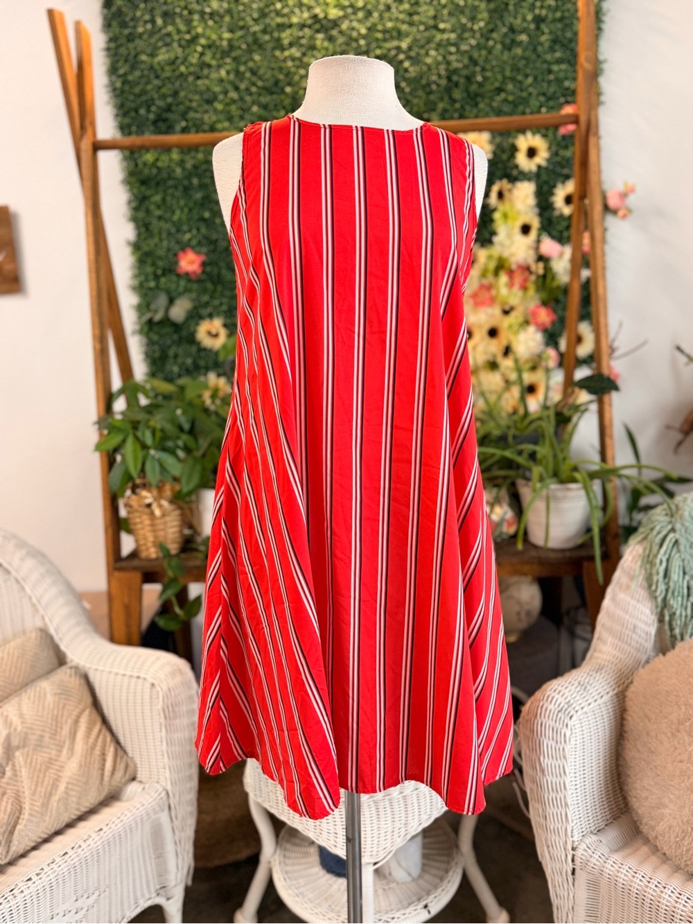 Allison Brittney Red Striped Mini Dress